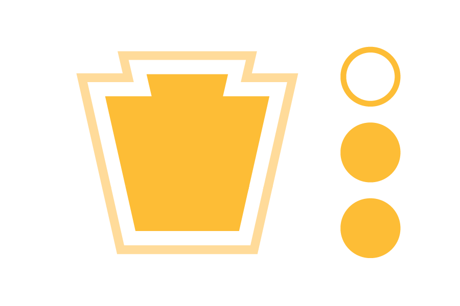 A yellow keystone image with two yellow circles to the right of it symbolizing a marginal performance measure